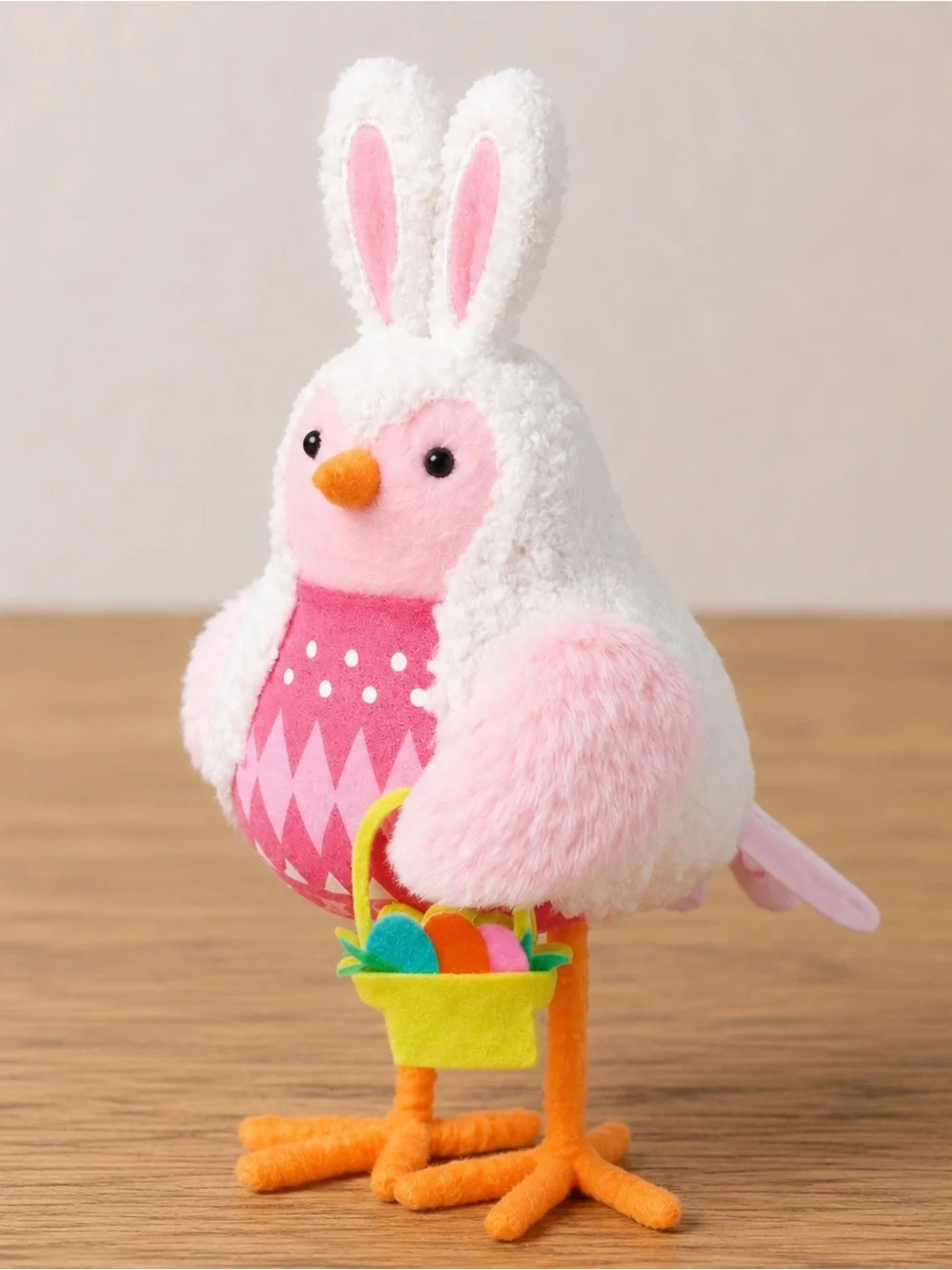Target Featherly Friends Spritz Easter / Spring White & Pink Fuzzy Bunny Bird